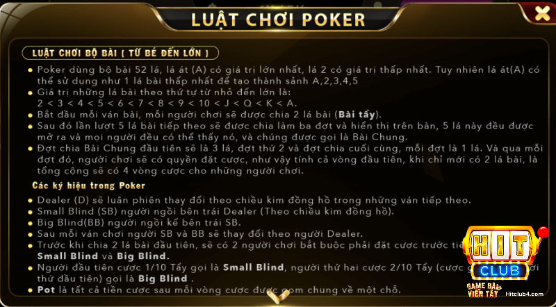 Poker Hit Club với luật chơi đơn giản